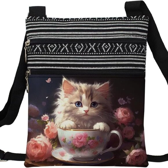 Handbags - Small Ethnic Pattern Butterfly Cup Cat Crossbody Bag for Women